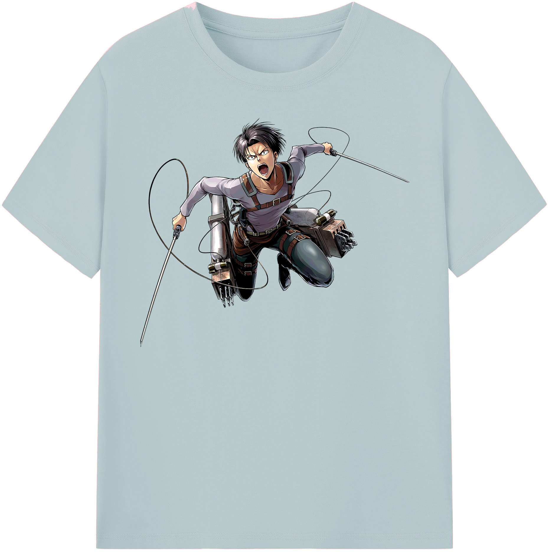 （画像用） 進撃の巨人 リヴァイ·アッカーマン Attack on Titan Levi Ackerman 綿100％半袖Tシャツ（フロントプリント）